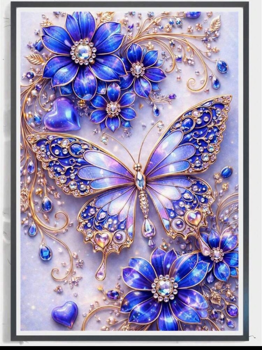 5D Diamond Paint Kit Iridescent Blue & Purple Butterfly Wall Print nwt